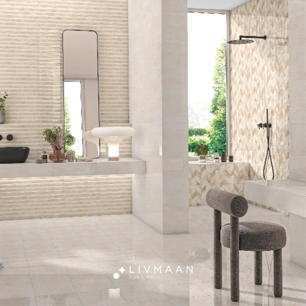 سرامیک 90*30 فندی دکور کرم سرام نگار - Image 2