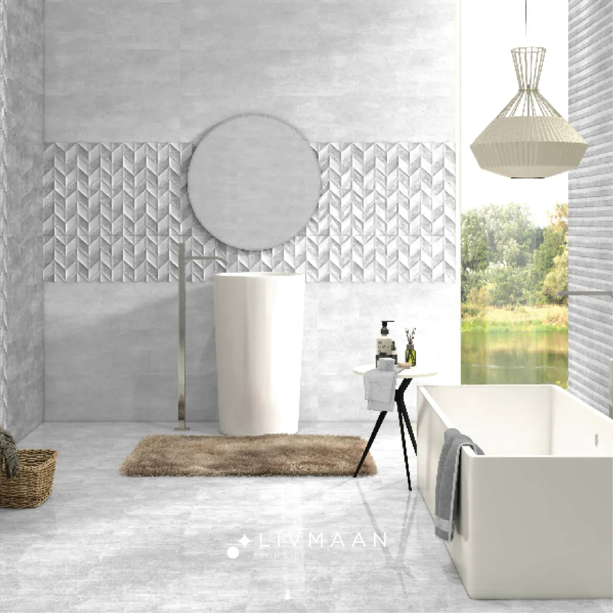 سرامیک 90*30  فندی دکور طوسی سرام نگار - Image 2